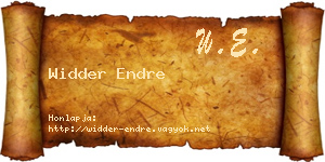Widder Endre névjegykártya